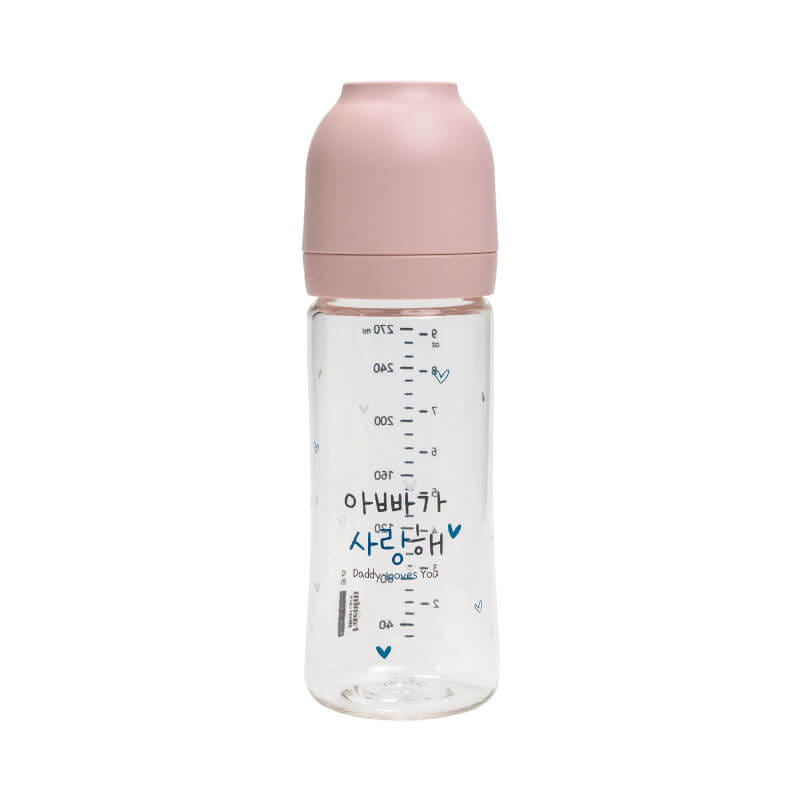 ขวดนม PA - HAENIM รุ่น NOTHING™ ขนาด 9 ออนซ์ ลาย DAD สีชมพู (ไม่รวมจุกนม)_0